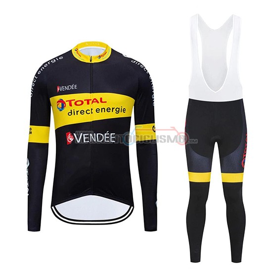 Abbigliamento Ciclismo Direct Energie Manica Lunga 2019 Nero Giallo